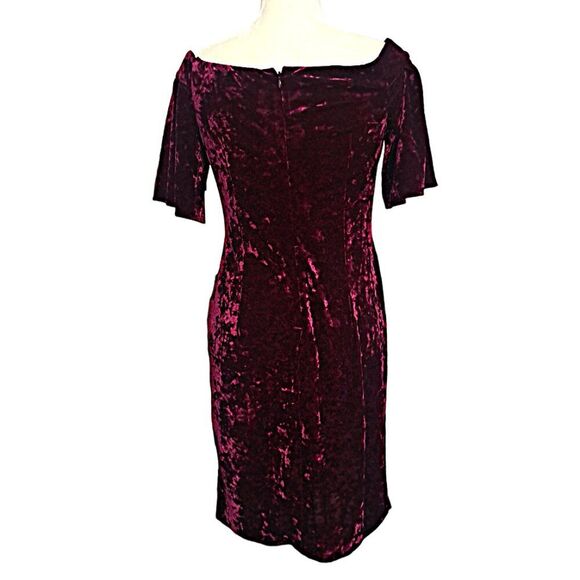 Eliza J Women's Off The Shoulder Velveteen Burgundy Party Sheath Dress Sz 8 - Picture 3 of 9
